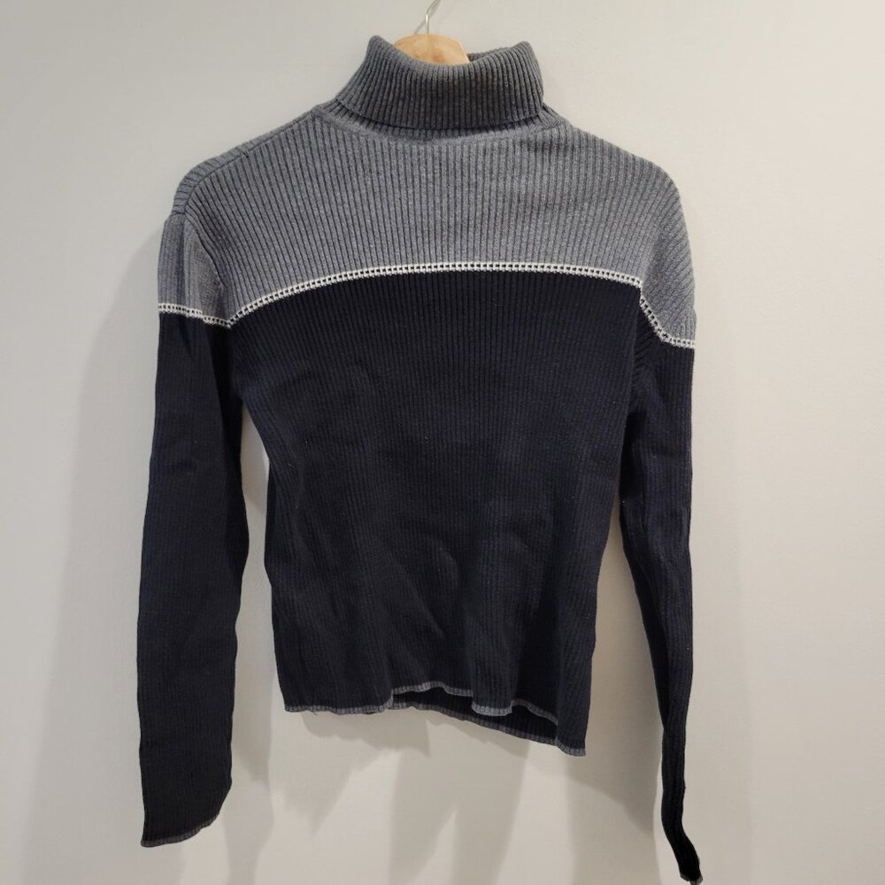 Vintage GAP 100% Cotton Cowl Black and Grey Ribbed Sweater